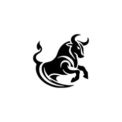 Simple Vector Logo Bull Symbol Black and White on white
