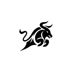 Simple Vector Logo Bull Symbol Black and White on white
