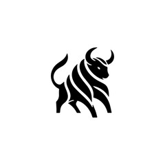 Simple Vector Logo Bull Symbol Black and White on white