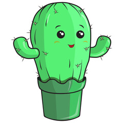 Cartoon cactus in a flower pot.