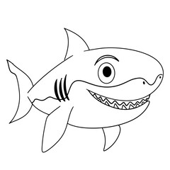 Coloring page outline of cartoon shark
