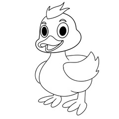 Coloring page outline of cartoon duck
