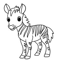 Coloring page outline of cartoon zebra
