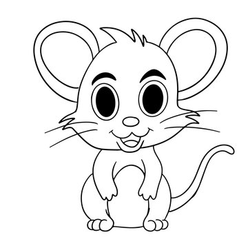 Coloring page outline of cartoon mouse
