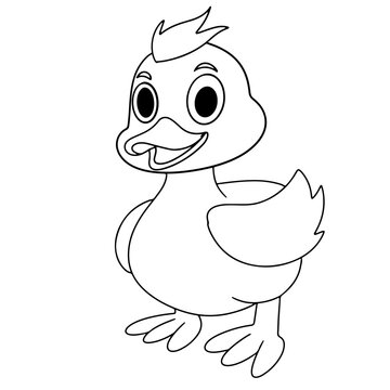 Coloring page outline of cartoon duck
