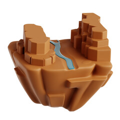 3D Illustration of Canyon Landscape at Sunset