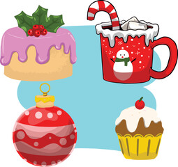Christmas dessert item handdraw