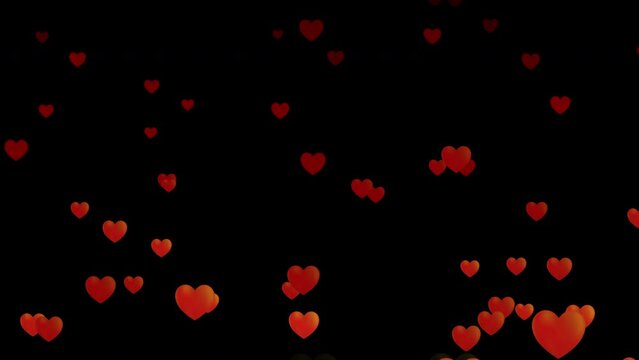 Part&iacute;culas con forma de corazones sobre fondo negro