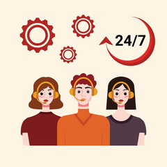 Obraz premium 24/7 customer service design, vector illustration eps 10.