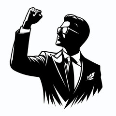 Silhouette Success Man on White Background