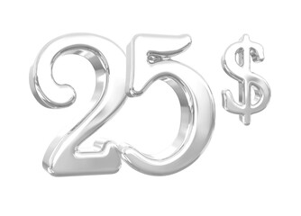 3D Silver Dollar Number 25