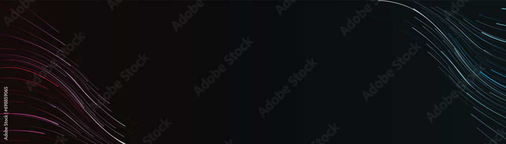 Poster a design with techno geometric background on dark space with glow lines motion effect decoration. mo