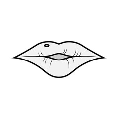Lips Icon. Woman, Female. Kiss, Lady Symbol.   