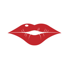 Lips Icon. Woman, Female. Kiss, Lady Symbol.   