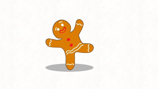 Cartoon christmas gingerbread cookies dancing on Green Screen