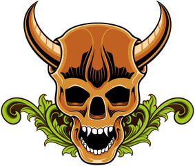 Vector skull with background ornament illustration