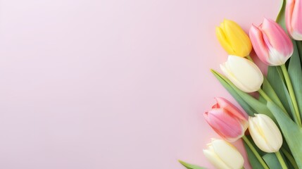 Vibrant tulip bouquet: mother's day and valentine's day concepts, copy space included