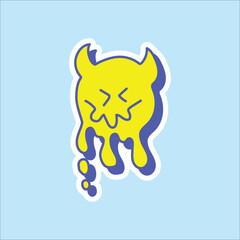 Squiggly Smiley Face Sticker Cartoon Retro Illustration