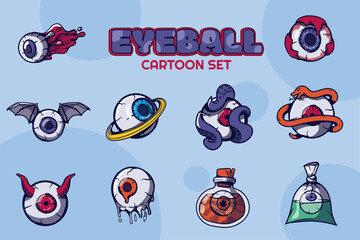 Eyeball Cartoon Illustration Set