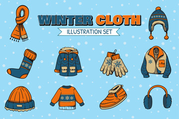 Winter Cloth Illustration Set