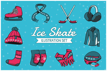 Ice Skate Illustration Set