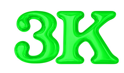 3K Follower Green 3d Number 