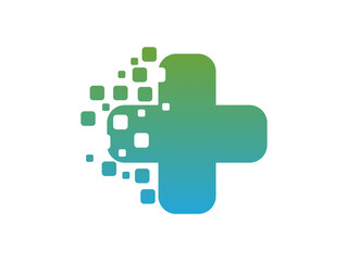 Pixel cross health logo icon vector template 