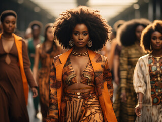 A Fashion Event Showcasing Afrocentric Designs Blending Modern Fashion With African Heritage - obrazy, fototapety, plakaty