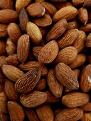 A top view brown almonds