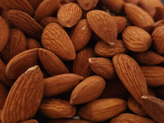 A top view brown almonds