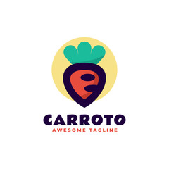 Vector Logo Illustration Carrot Simple Mascot Style.