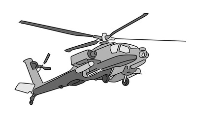 Fototapeta premium line art color of helicopter vector illustration