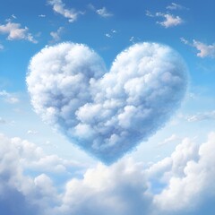 Naklejka na ściany i meble Valentines Day Heart and love cloud in the blue sky