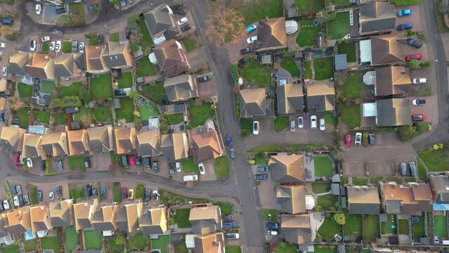 Top down aerial view of a residential area in Laindon hills near London