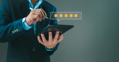 Customer Satisfaction Survey concept, service experience rating online application, customer...