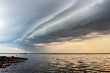Dramatic storm clouds over the sea