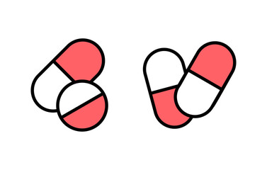 Pills icon set illustration. capsule icon. Drug sign and symbol
