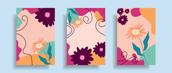 Abstract background with flowers. Abstract cover with botanical plants.