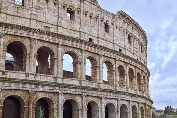 Exterior View of the Ancient Colosseum in Rome