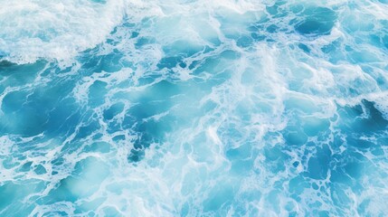 Blue waves ocean from top down aerial view. Generative Ai