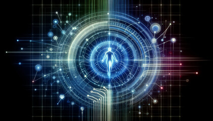 Obraz premium Innovative Health Informatics: Futuristic data flow in a sleek, calming design.