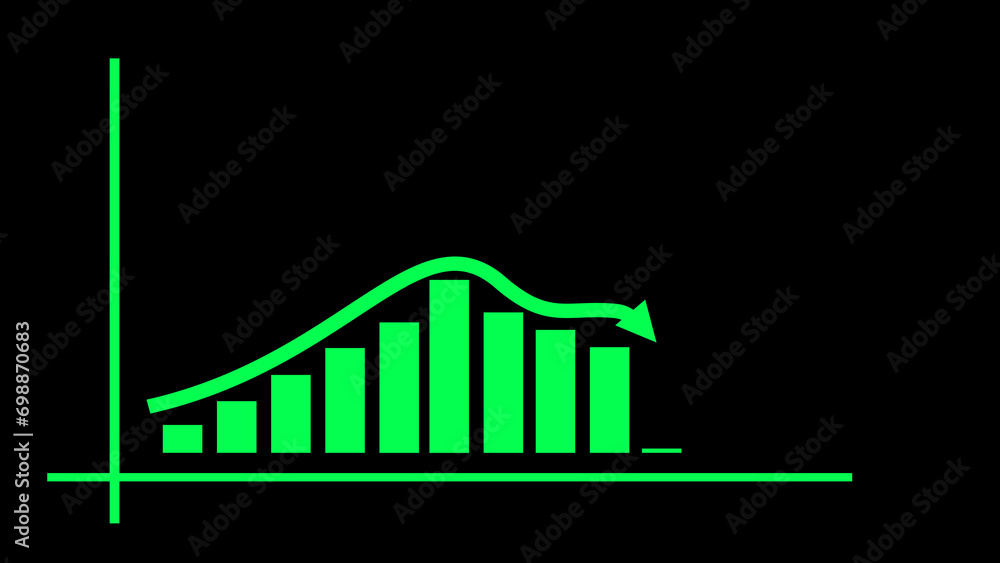 Aufkleber business graph up to down abstract background. animation bar chart graph with growing business. abst