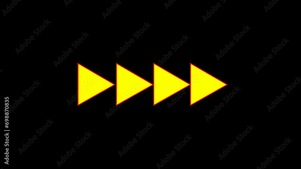 Poster abstract right arrows. 4k silhouette arrows in isolated on black background. direction banner. arrow