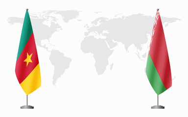 Cameroon and Belarusian flags for official meeting