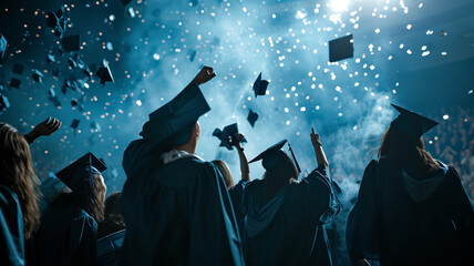 several graduates toss their graduation caps up 3