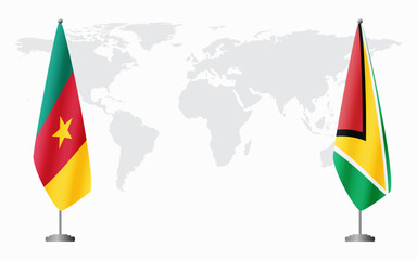 Cameroon and Guyana flags for official meeting