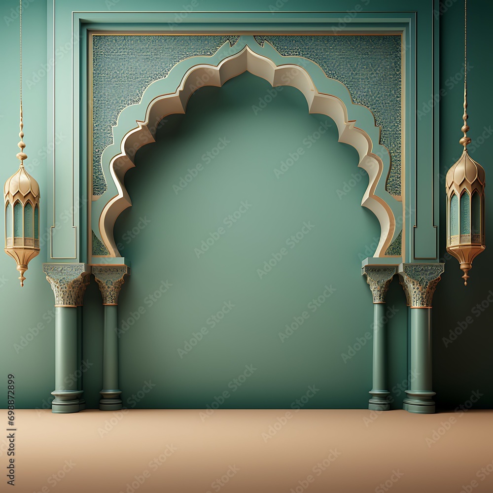 Wall mural flat simple islamic ornament background