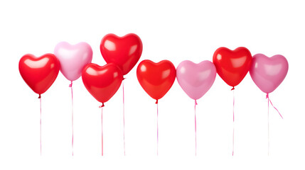 Heart shaped balloons isolated on transparent or white background	