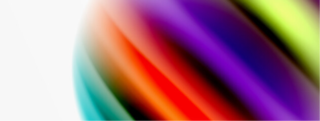 Rainbow color silk blurred wavy line background on white, luxuriously vibrant visually captivating backdrop. Stunning blend of colors reminiscent of rainbow, silky and gracefully blurred wavy pattern