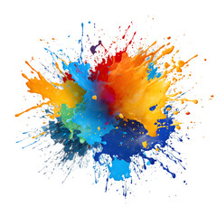 colorful watercolor splashes isolated on transparent or white background	